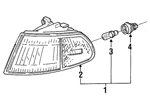 1995 Honda Civic Signal Lamps Light Assy., R. FR. Turn Diagram for 33300-SR3-A02