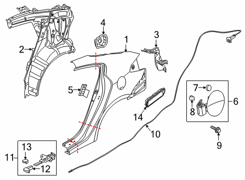 2017 Kia Forte Fuel Door Catch Assembly-Fuel Fill Diagram for 81590A7001