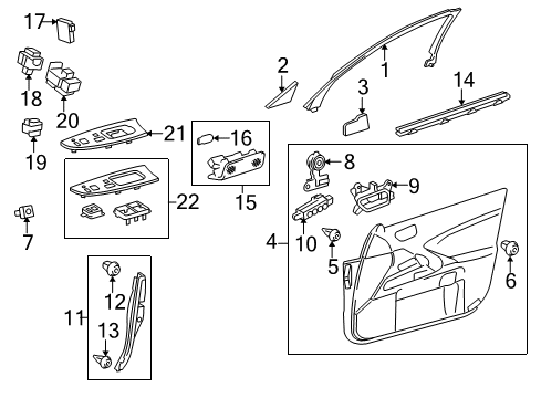 2009 Lexus IS250 Interior Trim - Front Door Panel, Front Armrest Base, Upper RH Diagram for 74231-53330