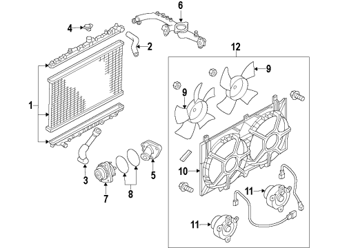 2009 Nissan 370Z Cooling System, Radiator, Water Pump, Cooling Fan Motor Assy-Fan Diagram for 21487-JK61A