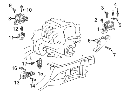 2021 Chevrolet Equinox Engine Mounting Transmission Support Diagram for 84618127