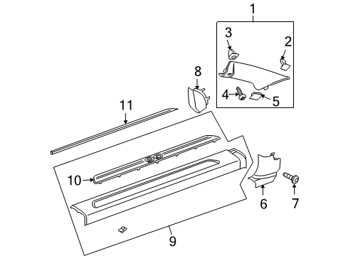 2006 Pontiac G6 Interior Trim - Pillars, Rocker & Floor Molding Asm-Windshield Garnish *Gray Diagram for 10368120