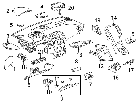 2017 Buick Verano Cluster & Switches, Instrument Panel Filler Cover Diagram for 22788053