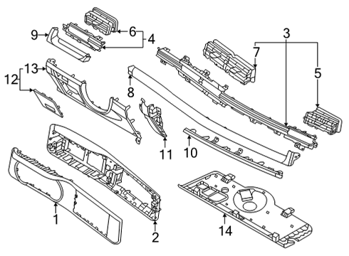 2022 Kia Carnival Cluster & Switches, Instrument Panel Panel-Center Facia Diagram for 84740R0120FHV