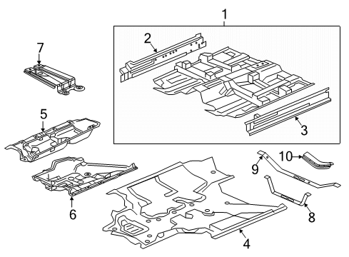 2022 Honda CR-V Floor & Rails Stay B, FR. Floor Cover (Lower) Diagram for 74623-TLB-A00