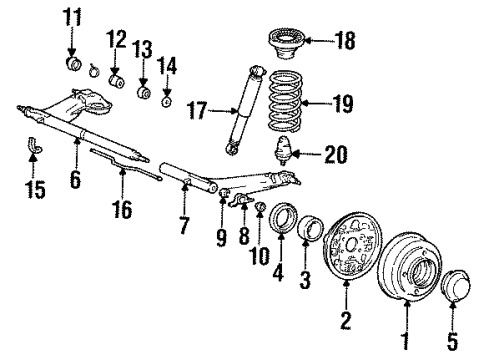 1990 Hyundai Excel Rear Brakes Rear Shock Absorber Assembly Diagram for 55310-24110