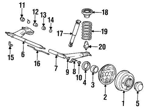 1990 Hyundai Excel Rear Brakes Bolt-Hub Diagram for 51742-11120