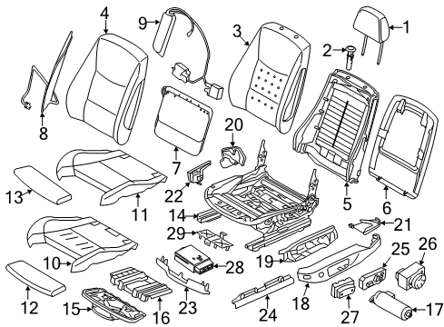 2015 BMW X1 Driver Seat Components Heater Element, Thigh Support, Leather Diagram for 52102997581