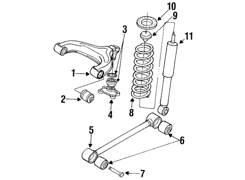 1992 Geo Tracker Rear Suspension Components, Lower Control Arm Bushing, Rear Suspension Control Arm Diagram for 96057766