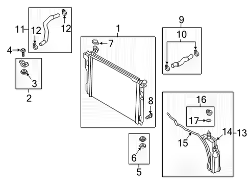 2020 Genesis G90 Radiator & Components Hose Assembly-Radiator, U Diagram for 25414D2000