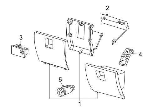 2006 Chrysler PT Cruiser Glove Box Latch-GLOVEBOX Door Diagram for 1CJ43BDAAD