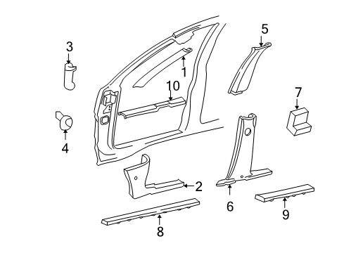 2001 Jeep Grand Cherokee Interior Trim - Pillars, Rocker & Floor Molding-Windshield GARNISH Diagram for 5FA52LAZAE