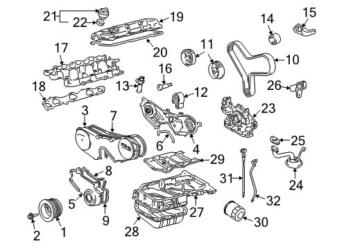 2010 Toyota Highlander Powertrain Control Meter Sub-Assembly, Intake Diagram for 22204-0V010