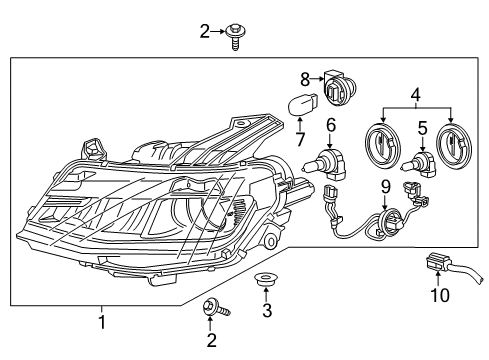 2016 Chevrolet Camaro Headlamps Composite Headlamp Diagram for 84364828