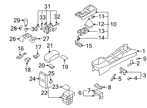 2009 Hyundai Elantra Parking Brake Cup Holder Assembly Diagram for 84670-2H010-9P