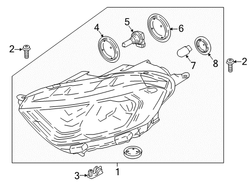 2021 Ford EcoSport Bulbs Headlamp Assembly Diagram for GN1Z-13008-CZ