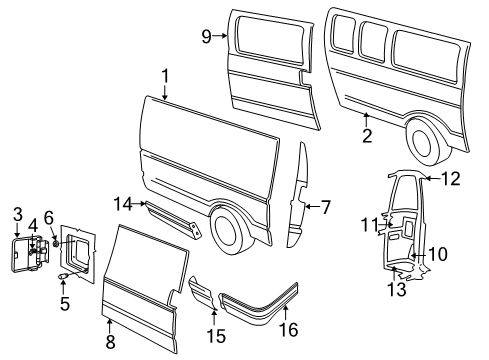 1994 Dodge B250 Side Panel, Exterior Trim Filler-Side Panel To UNDERBODY Diagram for 55346297AE