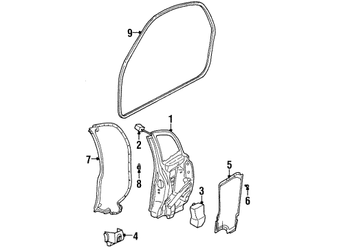 2001 Saturn SC2 Rear Door Weatherstrip Asm, Rear Side Door Diagram for 21160145