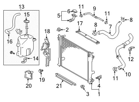 2018 Toyota Camry Radiator & Components Air Guide Diagram for 16593-25030