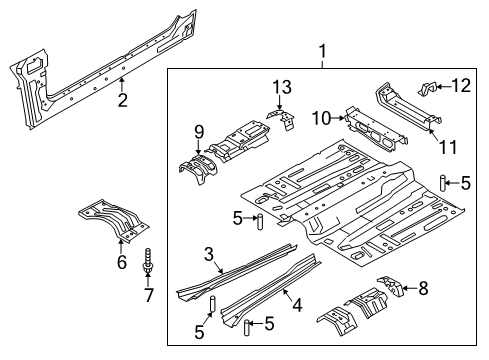 2019 Lincoln MKC Floor Floor Side Rail Diagram for CV6Z-5810062-B