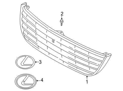 2005 Lexus SC430 Grille & Components Radiator Grille Emblem (Or Front Panel) Diagram for 90975-02028