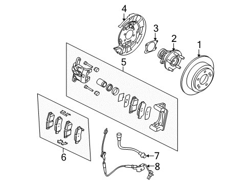 2005 Kia Amanti Anti-Lock Brakes Disc-Rear Brake Diagram for 584113F000