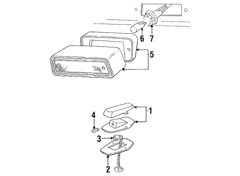 1987 Ford F-150 Side Marker Lamps Roof Lamp Assembly Gasket Diagram for EOTZ-15A402-B