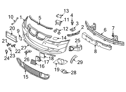 2010 BMW 550i Front Bumper Grid, Centre Diagram for 51117896586