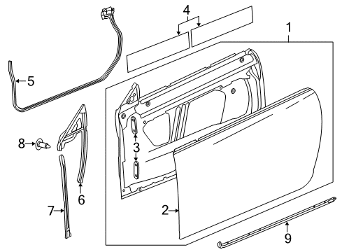 2012 Cadillac CTS Door & Components Lower Weatherstrip Diagram for 25776503