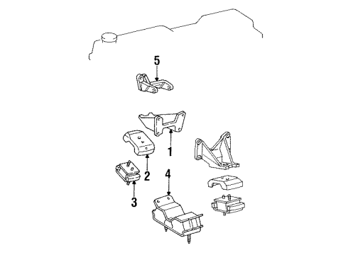 1993 Toyota Land Cruiser Engine & Trans Mounting Bracket, Engine Mounting, Front NO.1 LH Diagram for 12315-66031