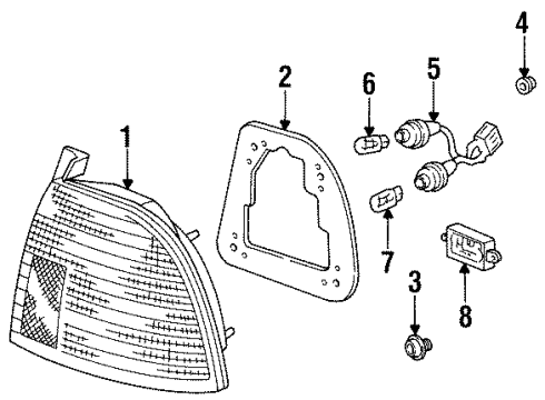 1996 Honda Accord Tail Lamps Lamp Unit, R. Diagram for 33501-SV4-A03