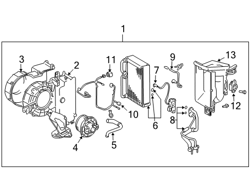 2004 Lexus GX470 A/C Evaporator & Heater Components Unit Assy, Cooling (Rear) Diagram for 88500-60020