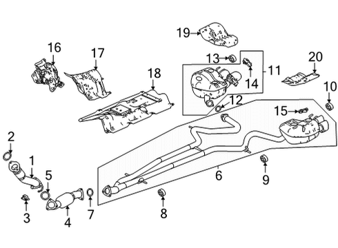 2022 Acura TLX Exhaust Components CONVERTER Diagram for 18150-6S9-A00