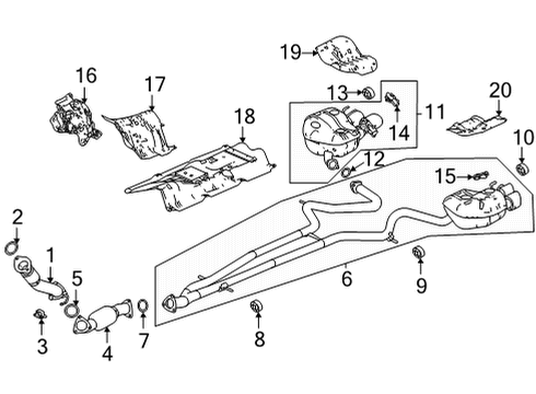 2022 Acura TLX Exhaust Components Rubber Mounting, Exhuast Diagram for 18215-TGH-A01