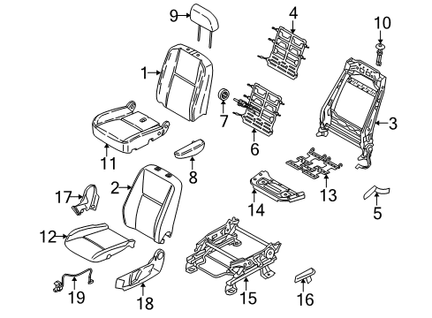 2011 Ford Transit Connect Front Seat Components Valance Diagram for 9T1Z-5861692-AA