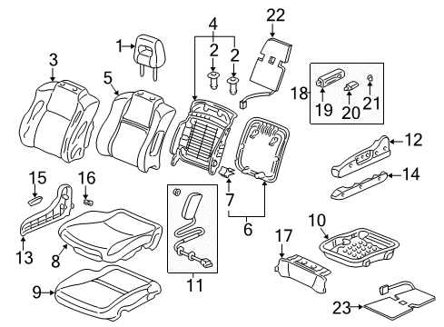 2004 Honda Pilot Power Seats Clip, Lumbar Support Diagram for 81322-S80-A81