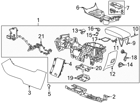 2014 Chevrolet Malibu Center Console Side Trim Panel Diagram for 22912127