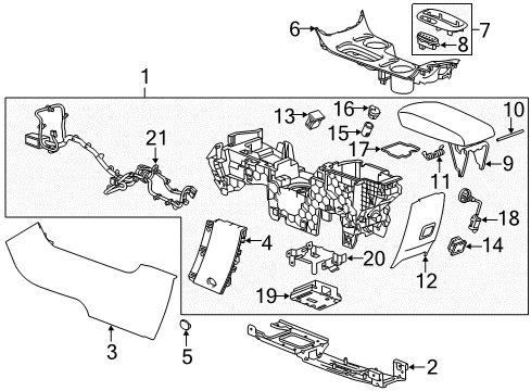 2014 Chevrolet Malibu Center Console Center Console Diagram for 23175722