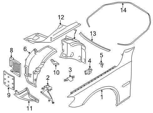 2013 BMW 740i Fender & Components Cover, Bottom Left Diagram for 51757898891