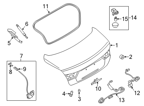 2020 Infiniti Q50 Trunk DAMPER Diagram for 90870-4J500