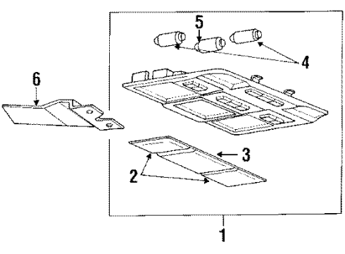 1989 Hyundai Sonata Map Lamps Room Lamp Assembly Diagram for 92800-33300-AV