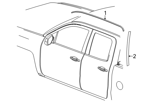 2019 GMC Sierra 1500 Exterior Trim - Cab Roof Molding Diagram for 84293179