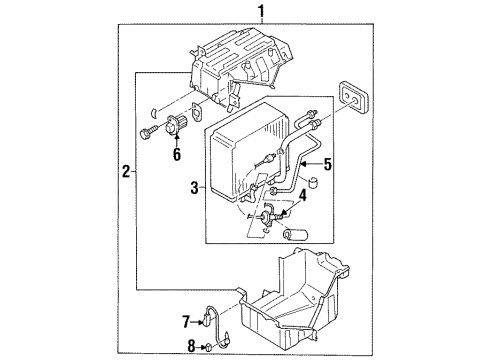 1998 Infiniti I30 A/C Evaporator Components Seal Diagram for 27174-31U01