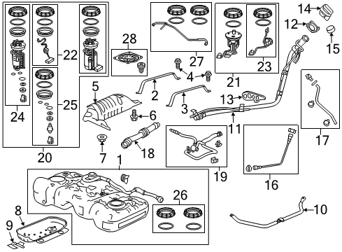 2016 Honda HR-V Senders Set, Lock Nut & Pa Diagram for 17046-T0A-000
