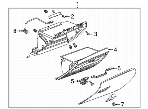 2020 Cadillac CT5 Glove Box Glove Box Assembly Damper Diagram for 84365679
