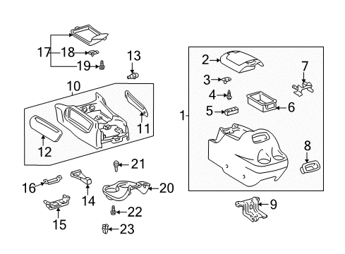 2005 Toyota Tundra Center Console Side Cover Diagram for 58831-0C010-B0