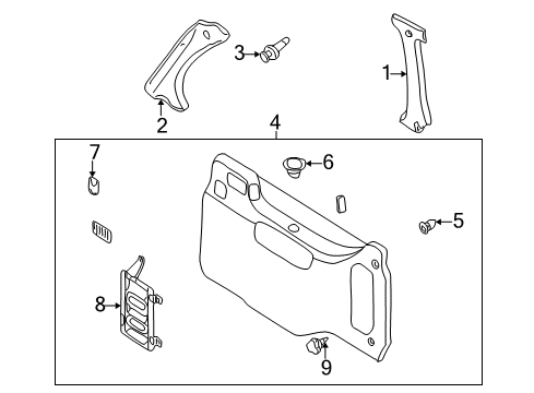 2000 Nissan Quest Interior Trim - Side Panel Cup Holder Diagram for 84956-7B000