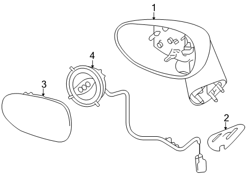 2006 Pontiac Solstice Outside Mirrors Mirror Asm-Outside Rear View *Service Primer Diagram for 25881949