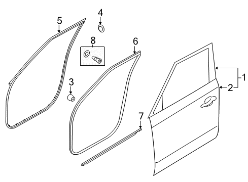 2015 Kia Soul Front Door WEATHERSTRIP Assembly-Front Door Side Diagram for 82140B2000EQ