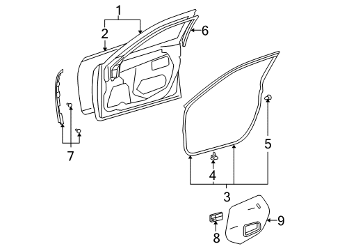 2011 Lexus ES350 Front Door Panel, Front Door, Outer RH Diagram for 67111-33080